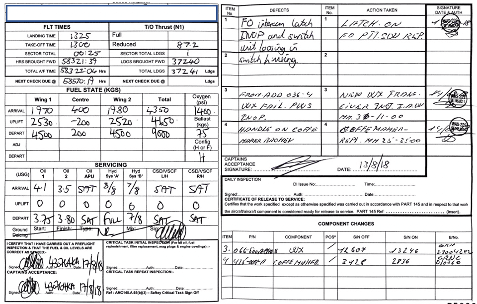 Paper Based Tech Log