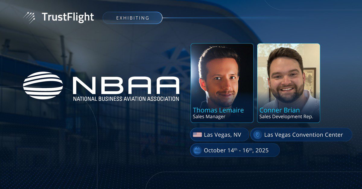 Feature image for TrustFlight exhibiting at the National Business Aviation Association event in Las Vegas on October 14-16, 2025